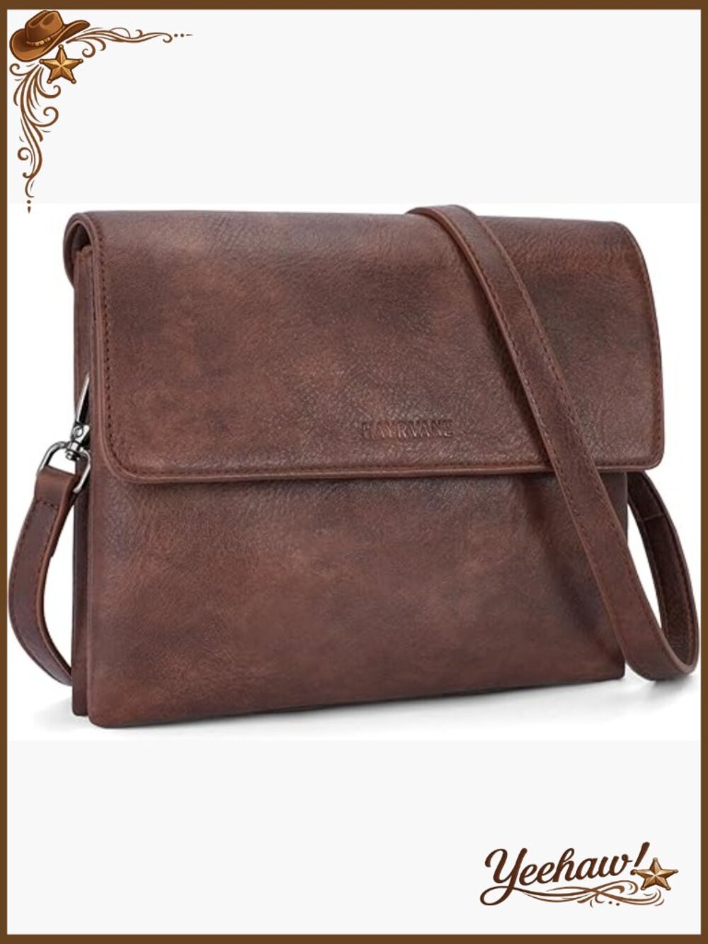 Classic Brown Leather Crossbody Bag - Women